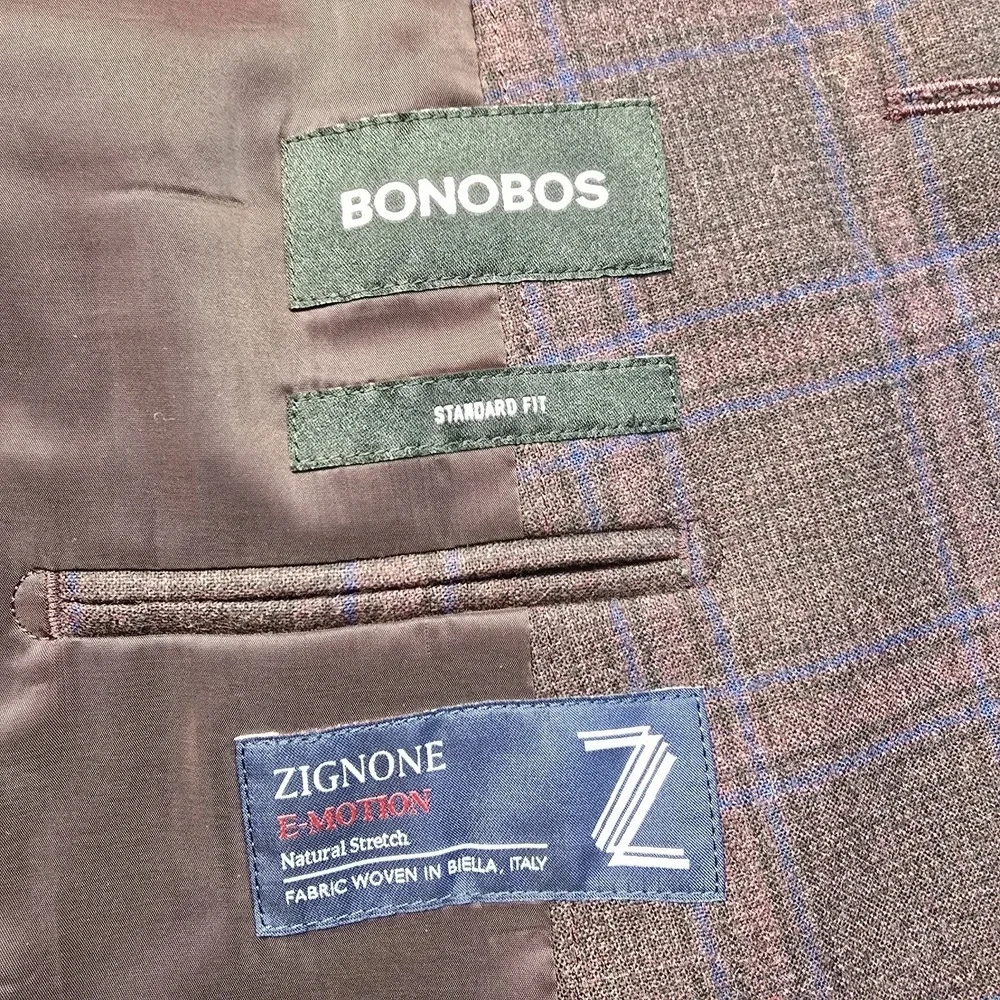 Bonobos Zignone Italy Wool  Plaid Blazer Jacket Men 46r